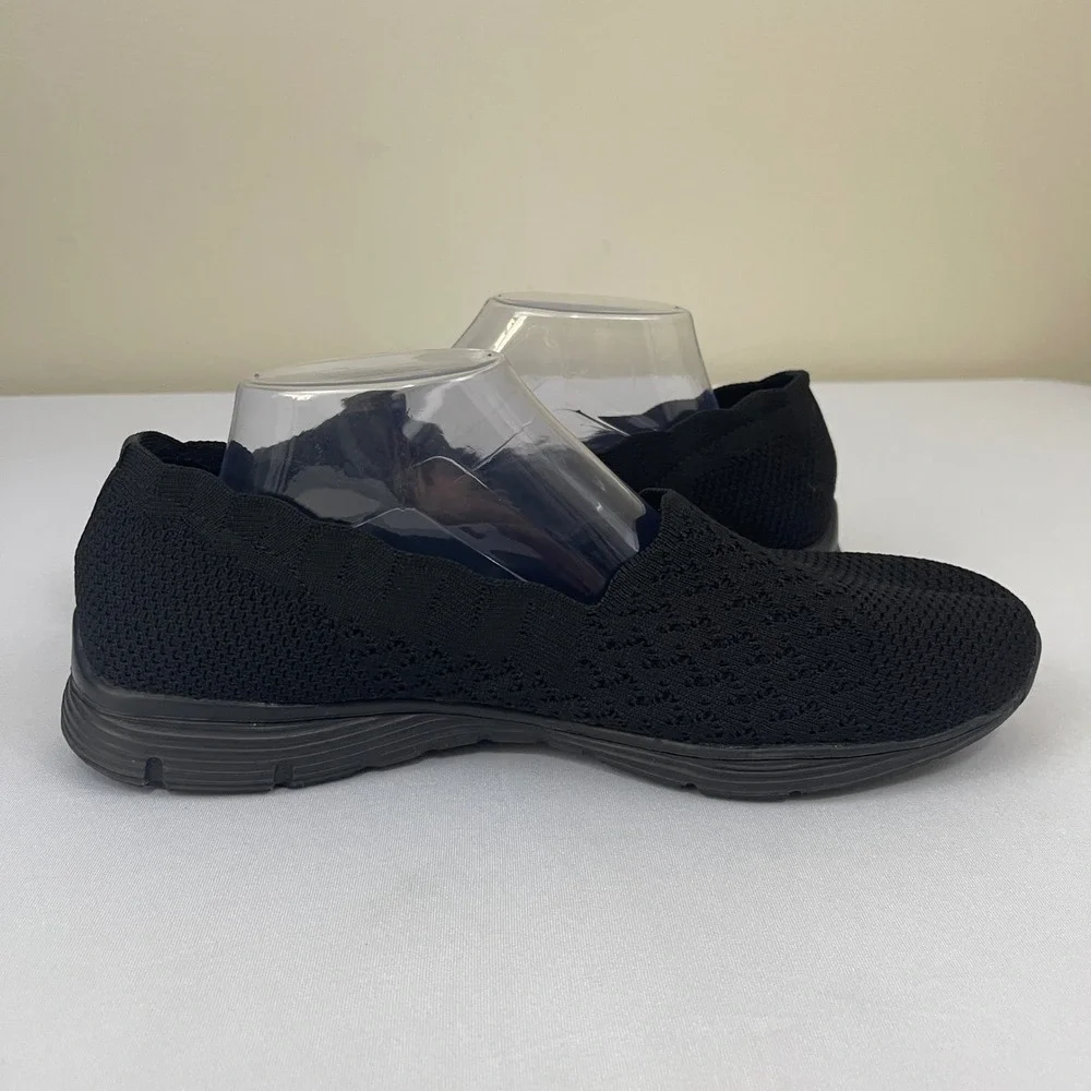 Skechers Seager Stat Womens 9 Black Knit Slip‎ On Casual Comfort Shoes 49481W